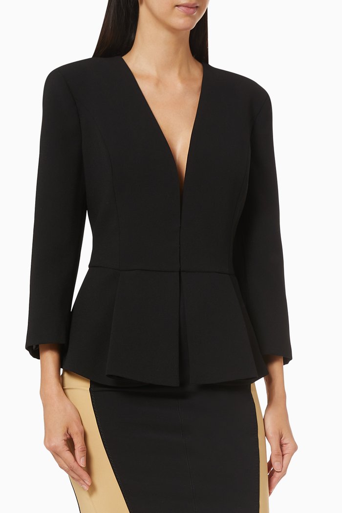 Peplum Jacket in Crêpe, Black