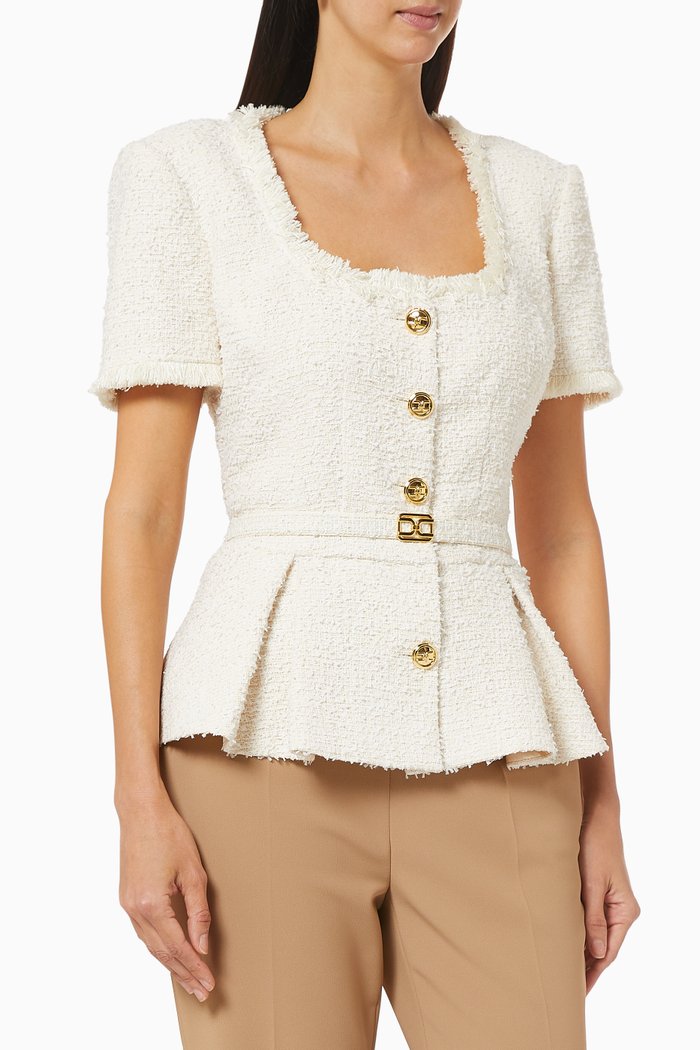 Peplum Jacket in Tweed, White