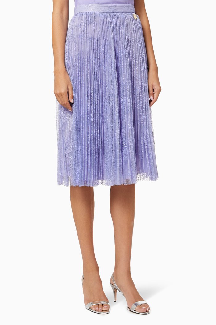 

Flared Skirt in Watercolour Organza Voile, Purple