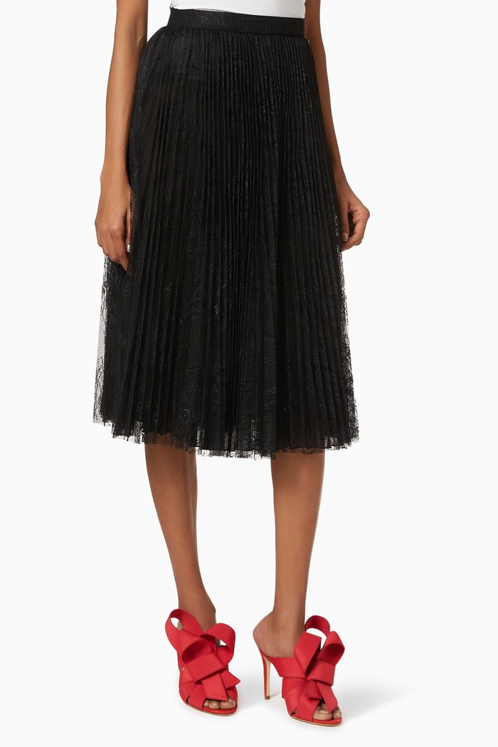 

Midi Skirt in Chantilly Lace, Black