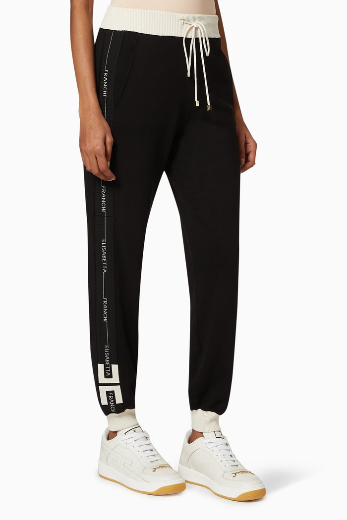 

Jogging Pants with Logo Intarsia in Viscose Knit, Multicolour