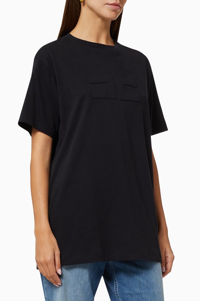 

Long T-shirt with 3D Logo in Cotton, Black