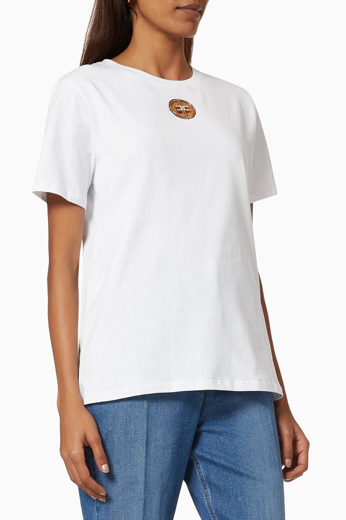 

T-shirt with Pearl Logo in Cotton, White