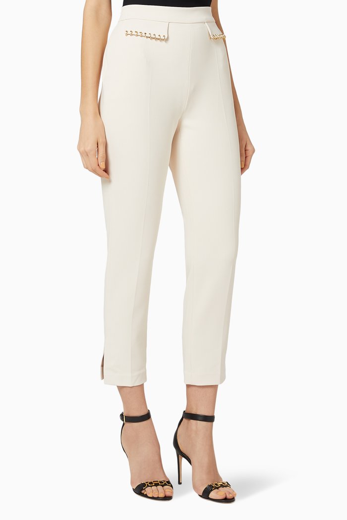 

Cigarette Pants with Piercing in Crêpe, White