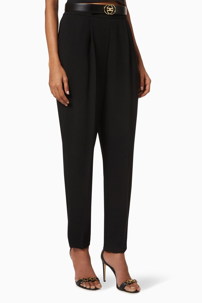 

Pants with Belt in Crêpe, Black