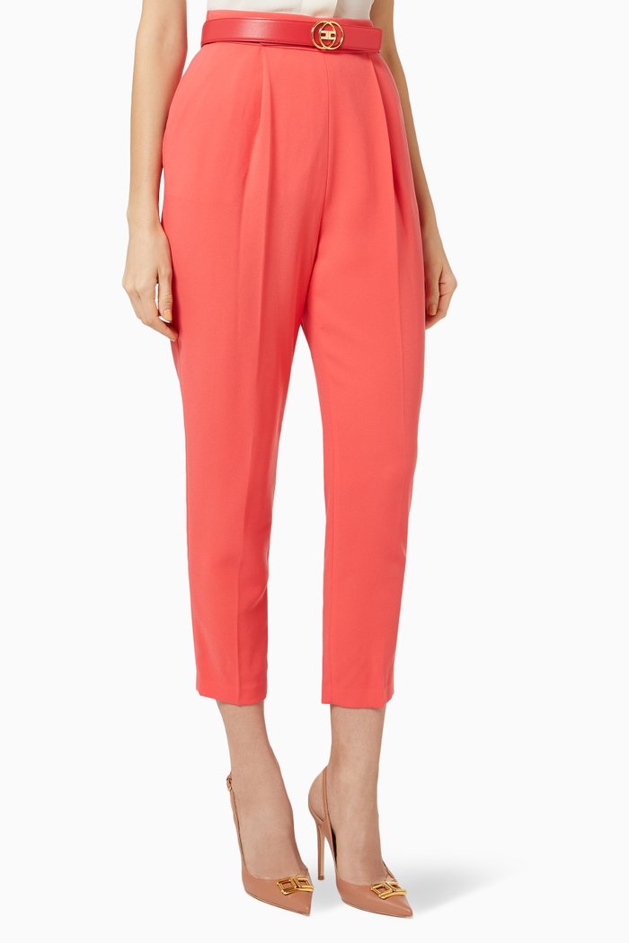 

Pants with Belt in Crêpe, Red