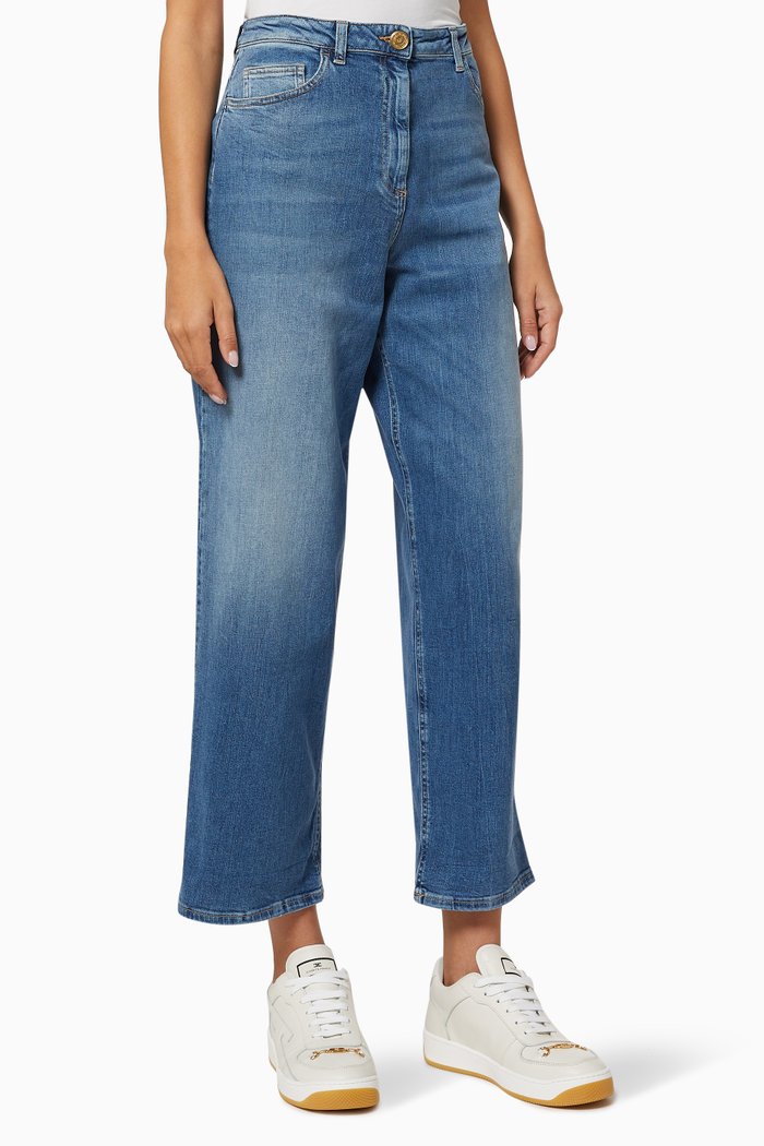 

Palazzo Jeans in Cotton Denim, Blue