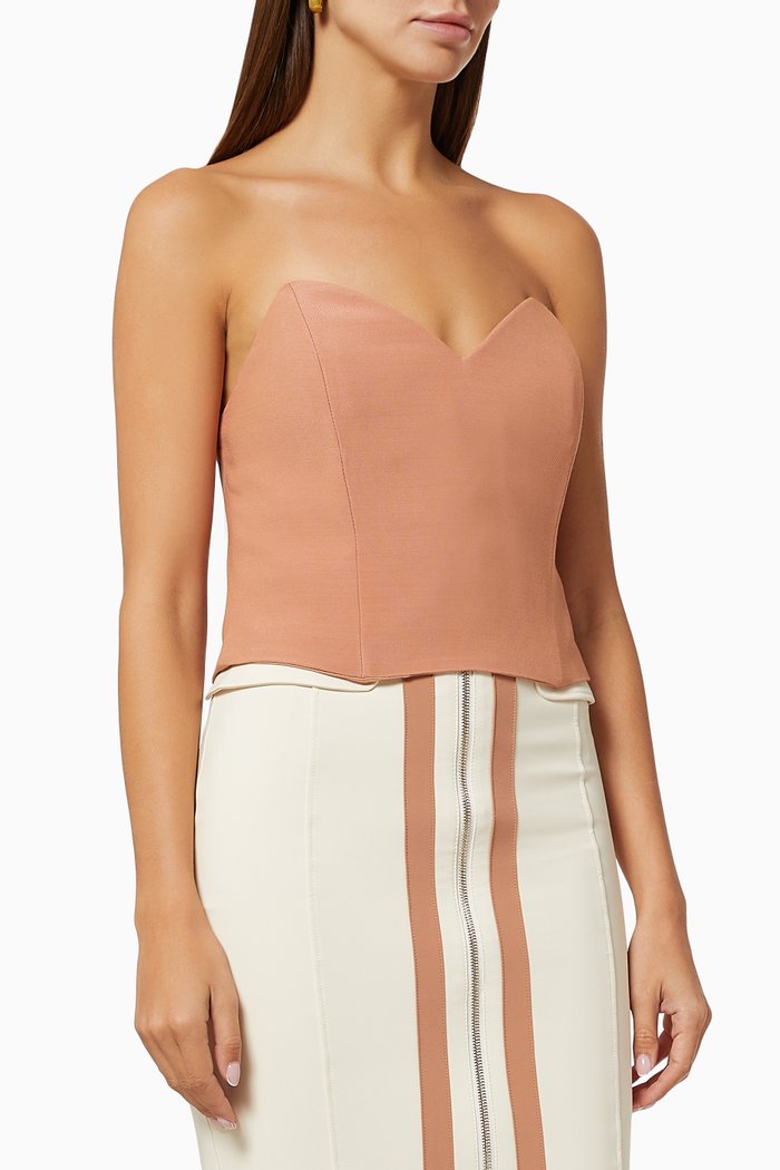 

Crop Bodice in Wool Viscose Silk, Rose gold