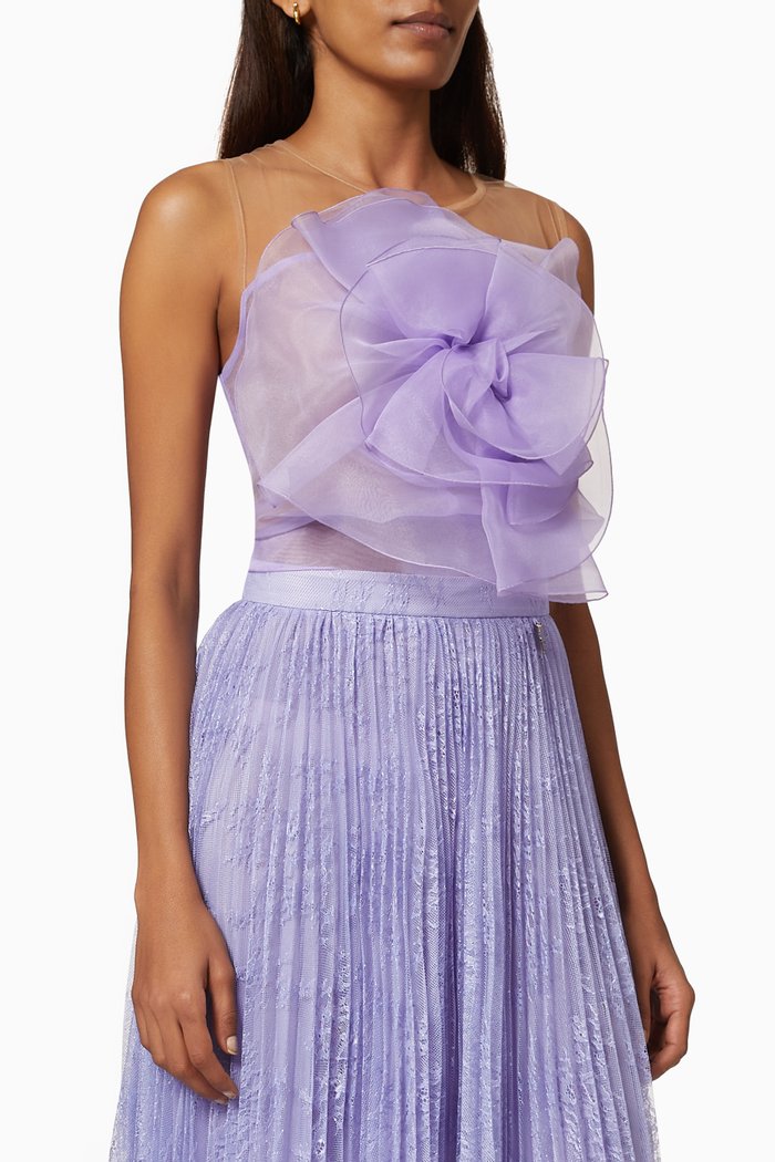

Top with Organza Flower in Tulle, Purple
