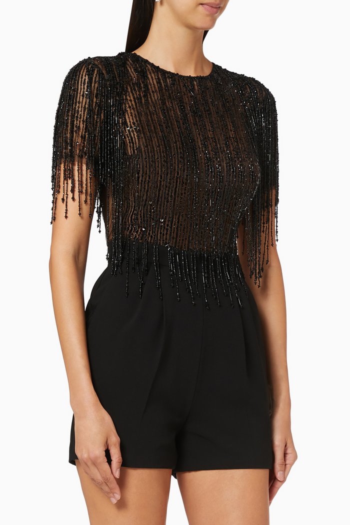 

Divisible Jumpsuit in Sequin Bead Tulle & Crêpe, Black