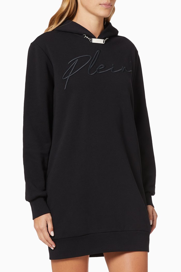 

Leisurewear Hoodie Dress in Cotton, Black
