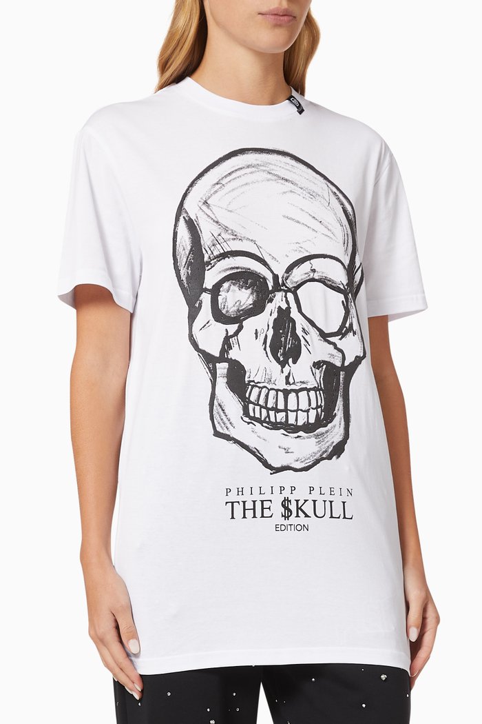 

Print Skull T-shirt in Cotton, White