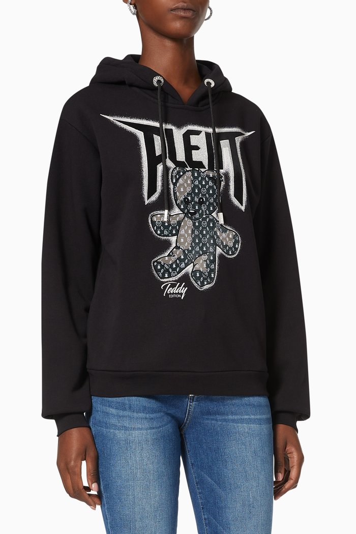 

Teddy Bear Embroidered Hoodie, Black