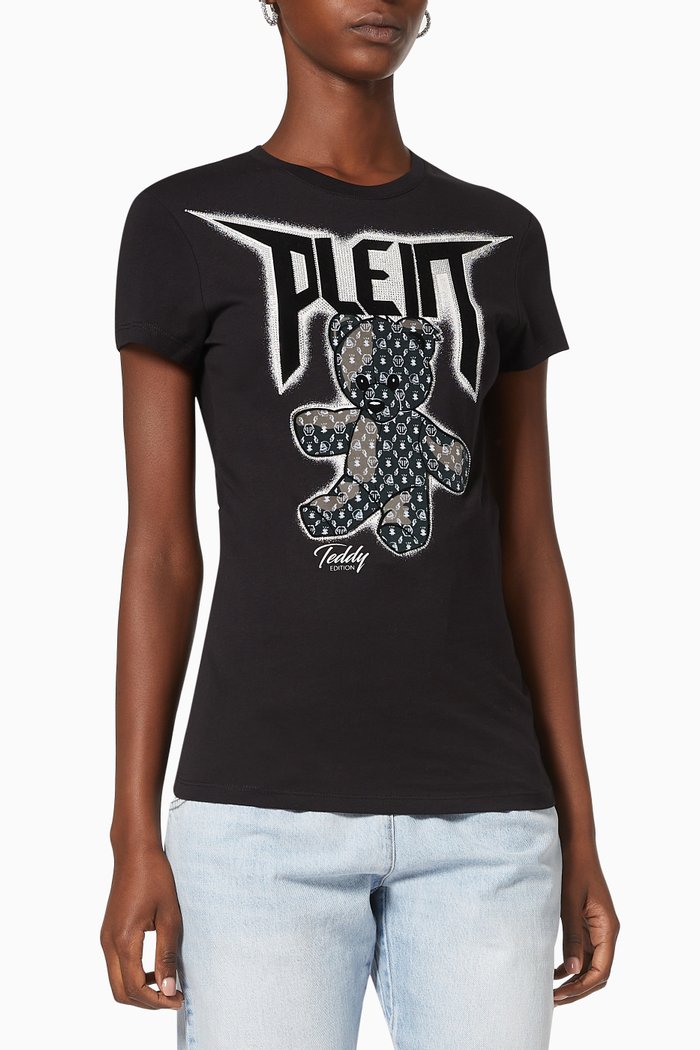 

Teddy Logo Print T-shirt in Cotton, Black
