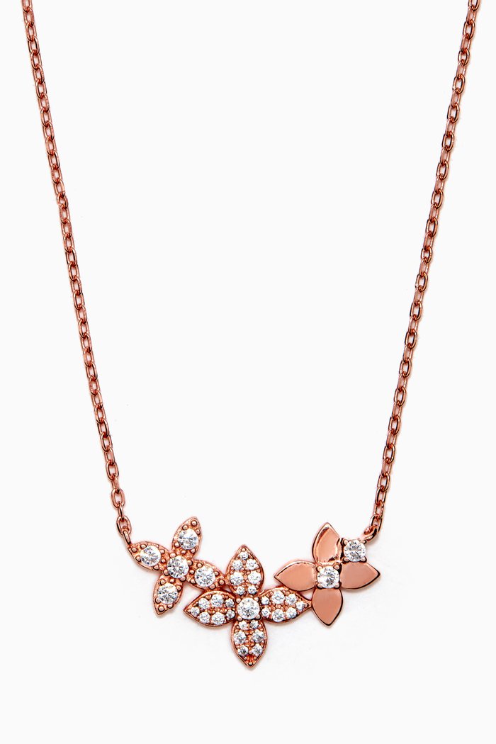 

Triple Flower Necklace, Rose gold