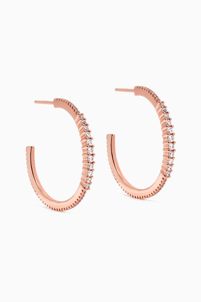 

Stone Oval Half Hoop Earrings, Rose gold