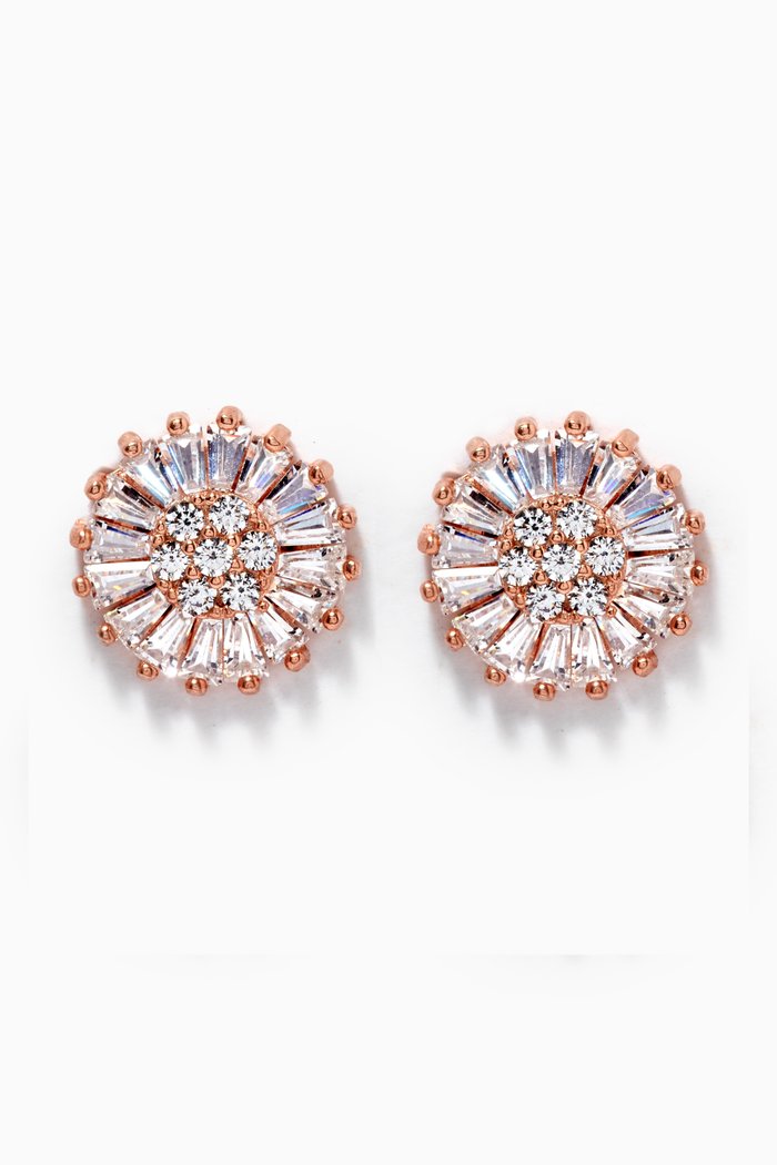 

Baguette Stone Breath Earrings, Rose gold
