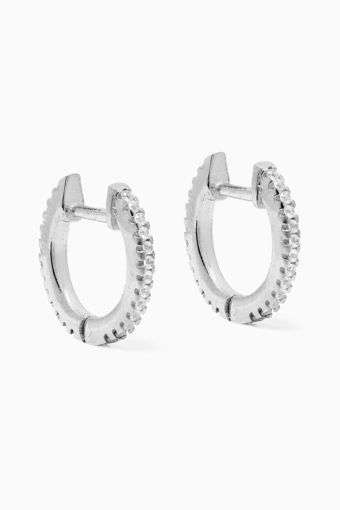 

Pavé Zircon Stone Huggies, Silver