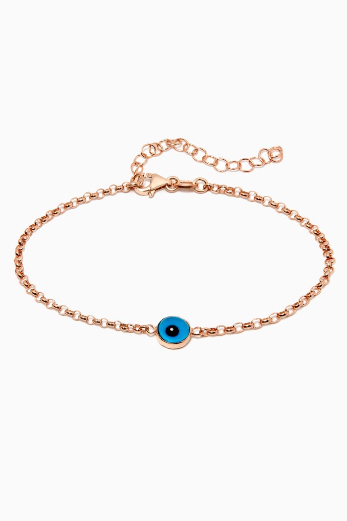 

Evil Eye Double Chain Bracelet, Rose gold