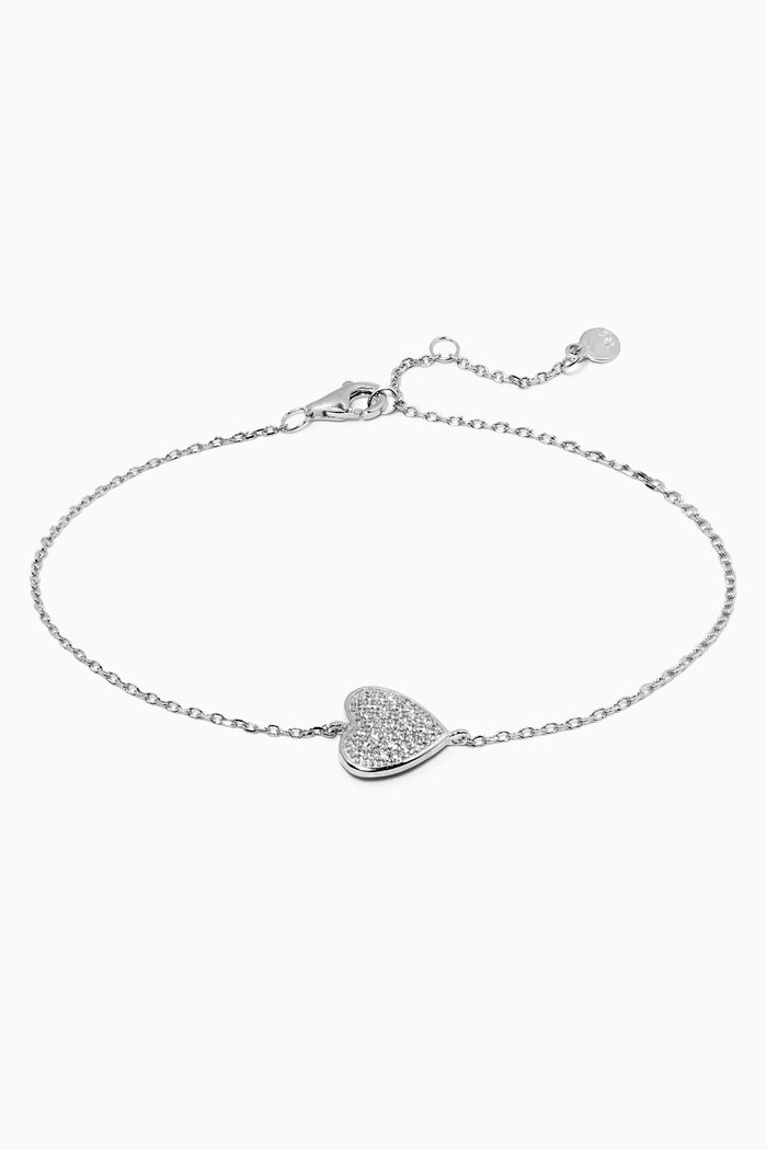 

Heart Pavé CZ Bracelet, Silver