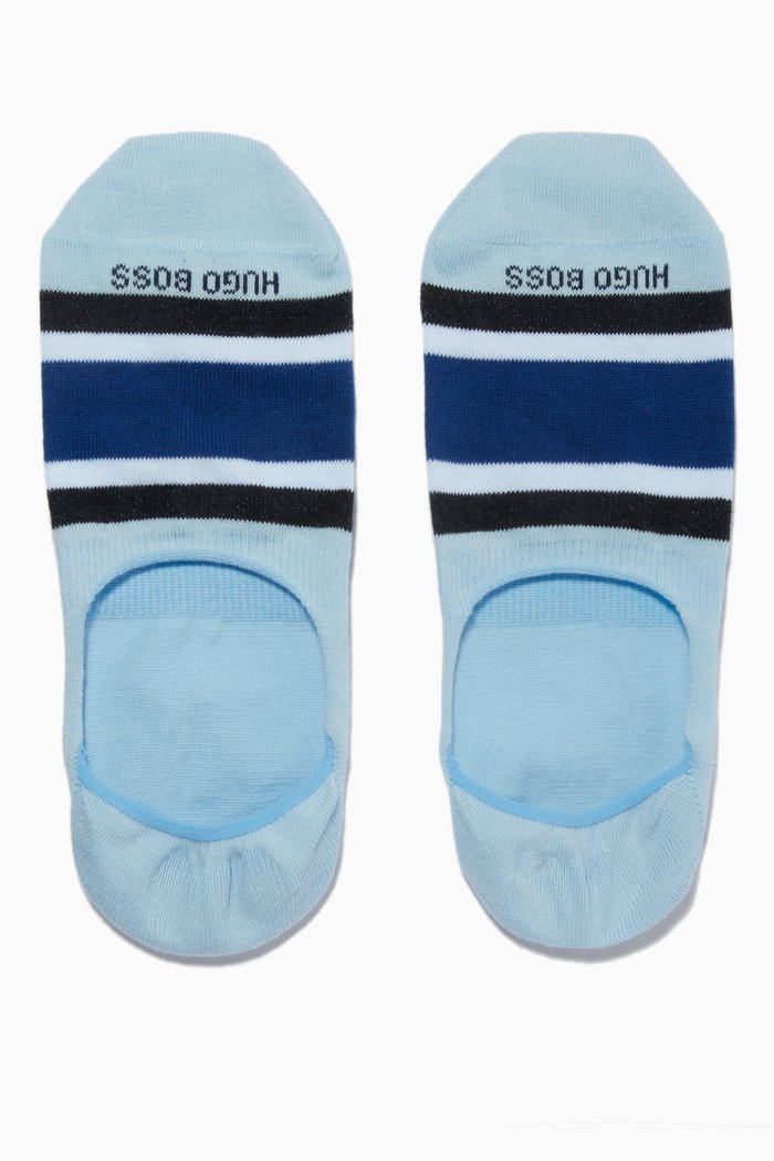

Block Stripe Invisible Socks in Cotton Blend, Blue