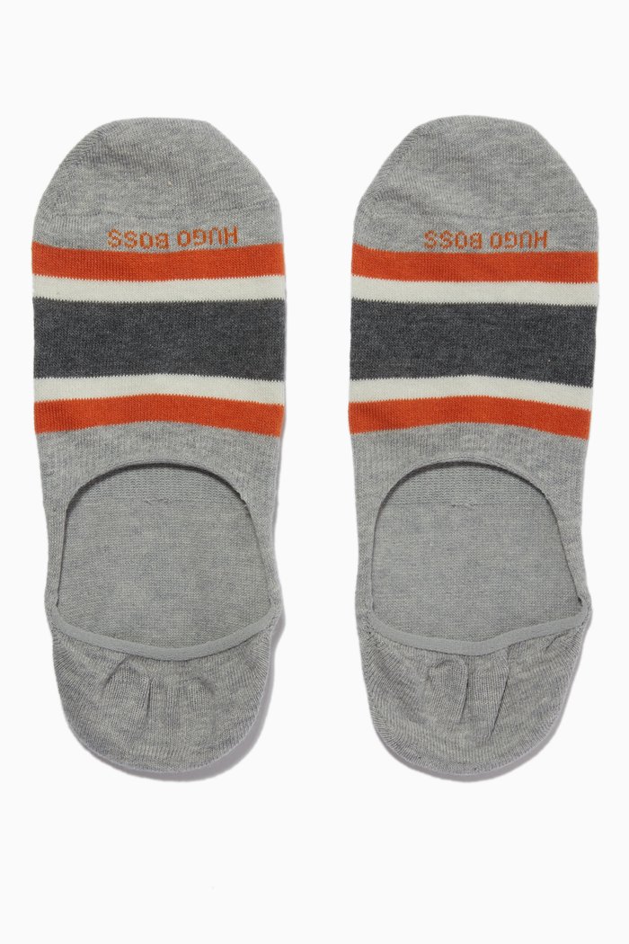 

Block Stripe Invisible Socks in Cotton Blend, Silver