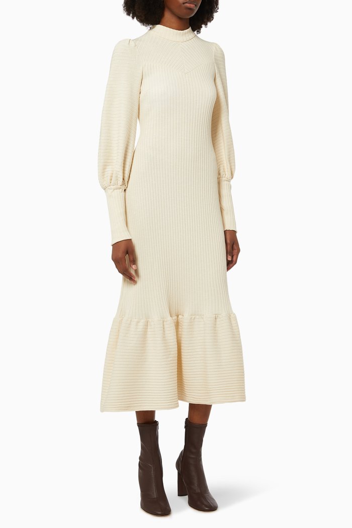 

Dawn Midi Dress in Cotton Knit, Neutral