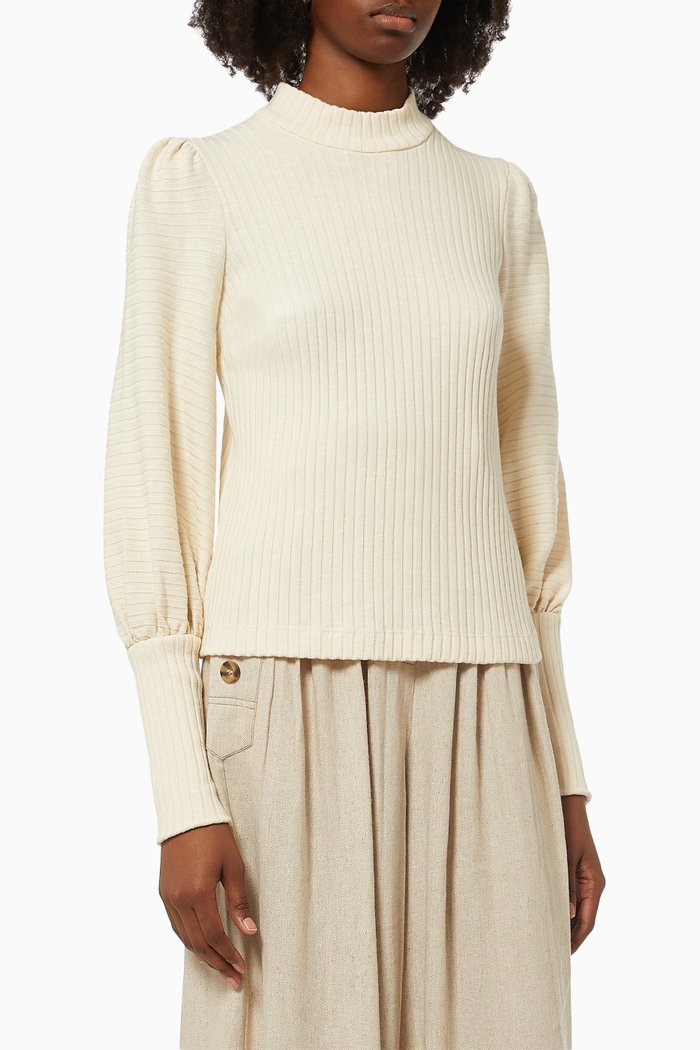 

Dawn Top in Cotton Knit, Neutral