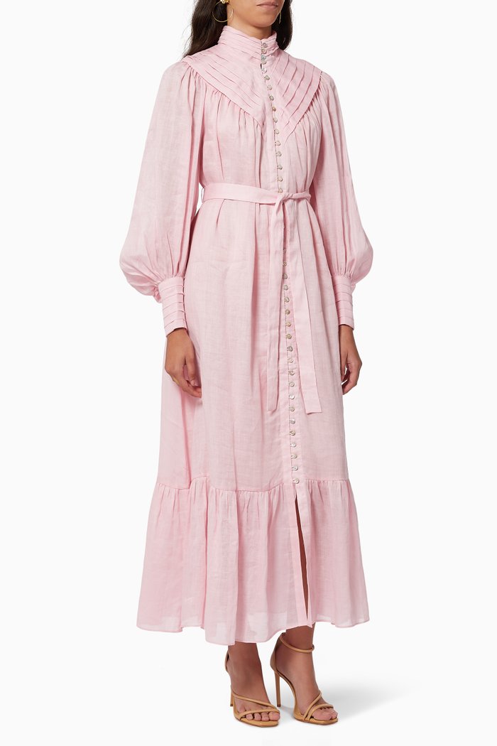 

Halcyon Midi Dress in Ramie, Pink