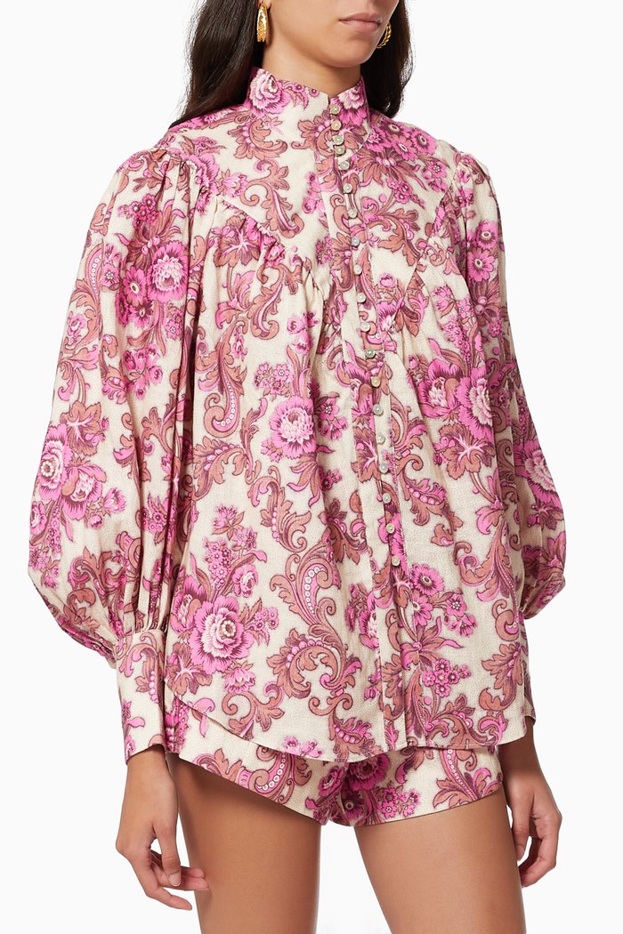 

Isla Shirt in Linen, Pink