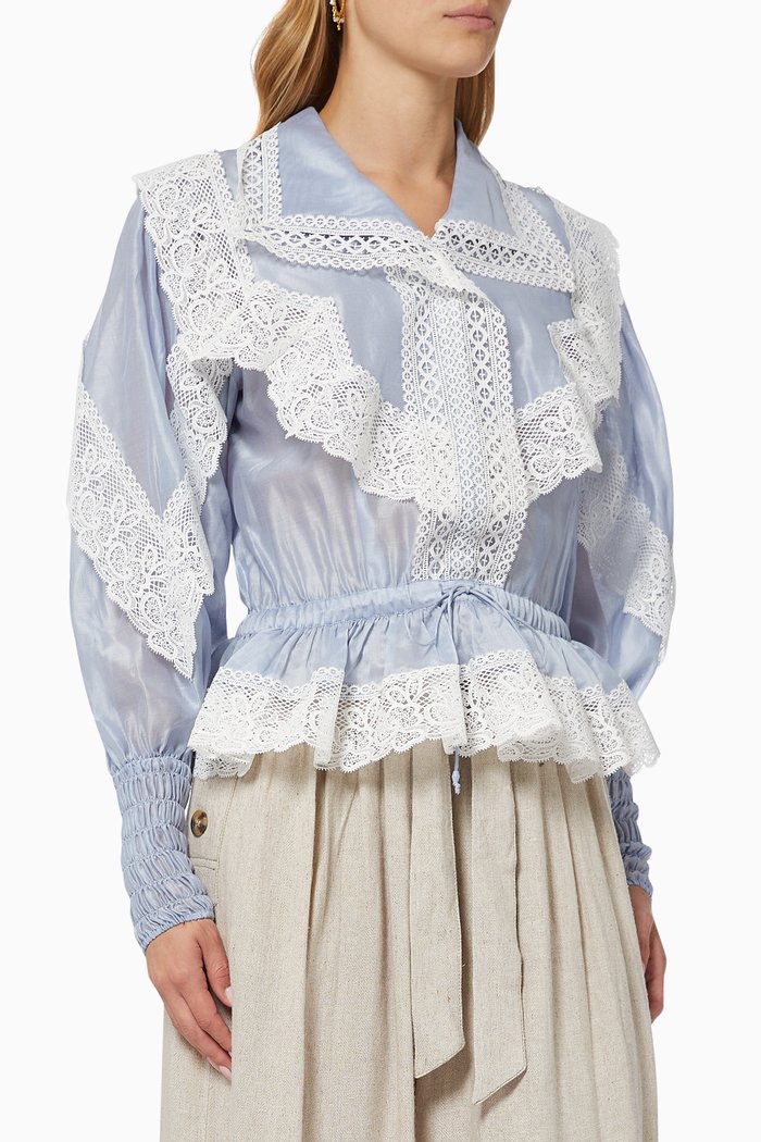 

Mara Blouse in Silk, Blue