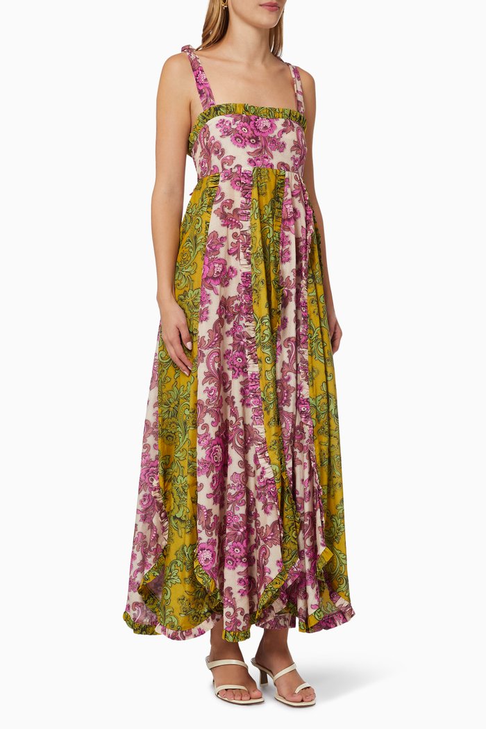 Rosetta Swirl Dress in Cotton, Multicolour