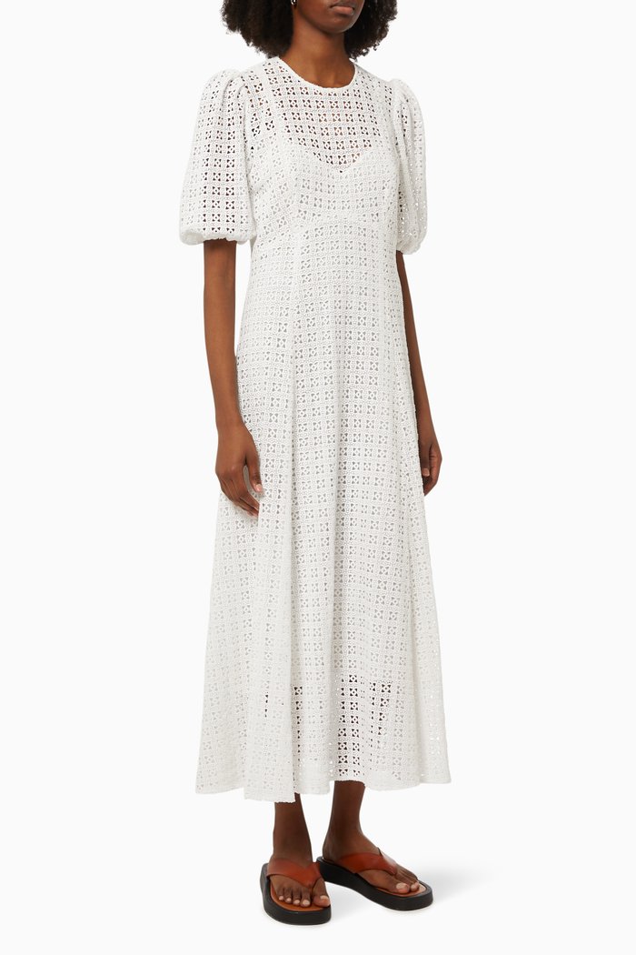 

Star Lace Swing Dress in Cotton, Neutral