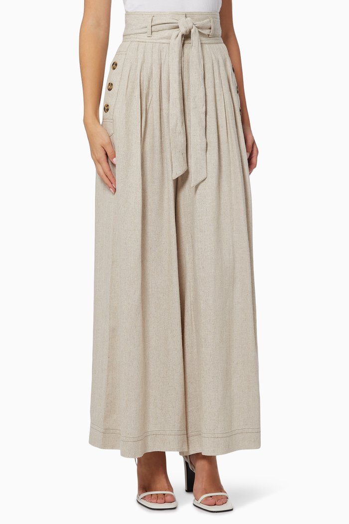 

Wren Pleated Pants in Linen, Neutral