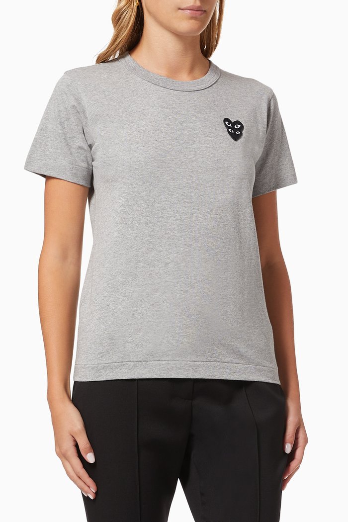 

Double Heart T-shirt in Cotton, Grey