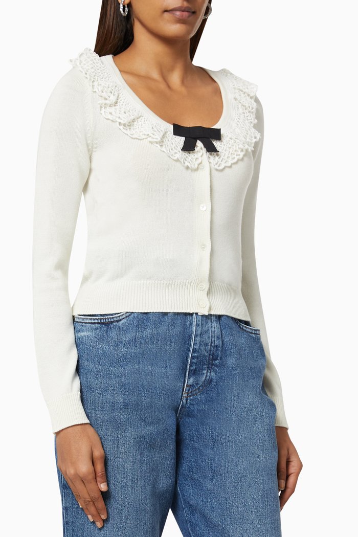 

Cropped Cardigan in Wool, White