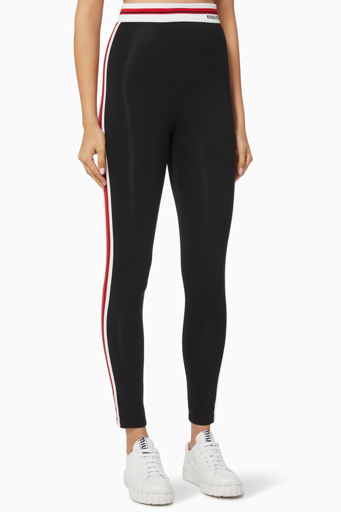 

Logo Band Leggings in Stretch Jersey, Black