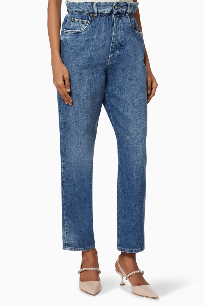 

Paperpag Waist Jeans in Washed Denim, Blue