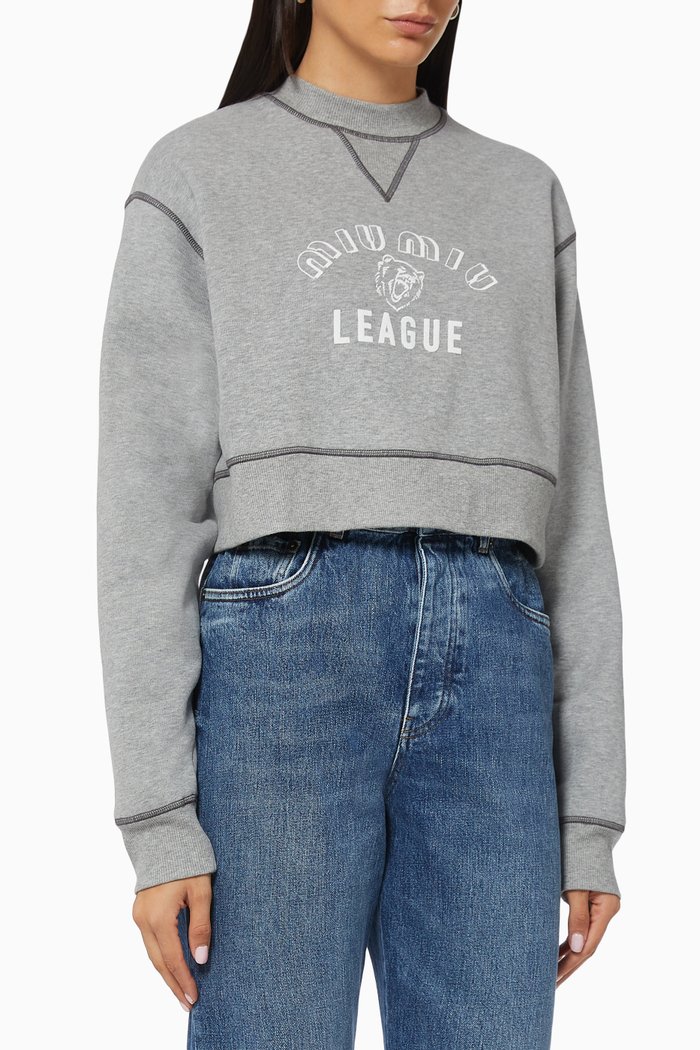 

Miu Miu Club Sweatshirt in Cotton Jersey, Grey