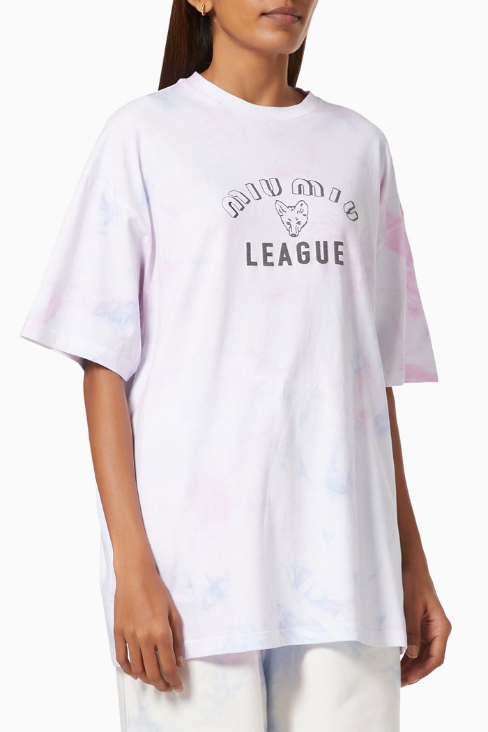

Miu Miu Club Oversized T-shirt in Tie-dye Cotton Jersey, Multicolour
