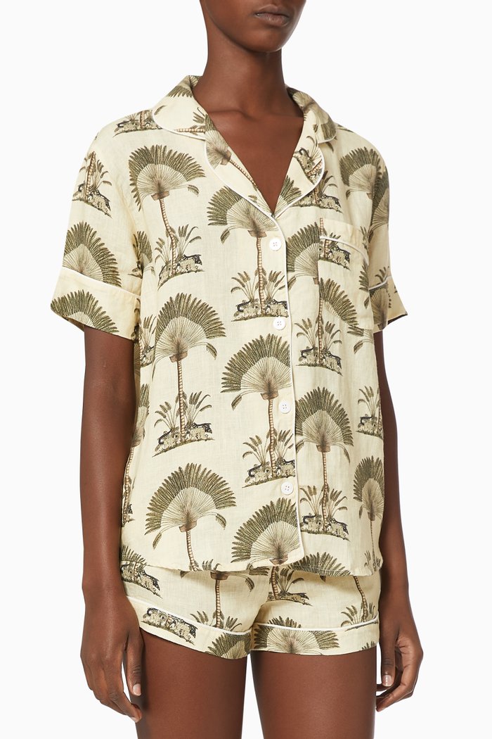 

Ravenala Short Pyjama Set in Linen, Multicolour