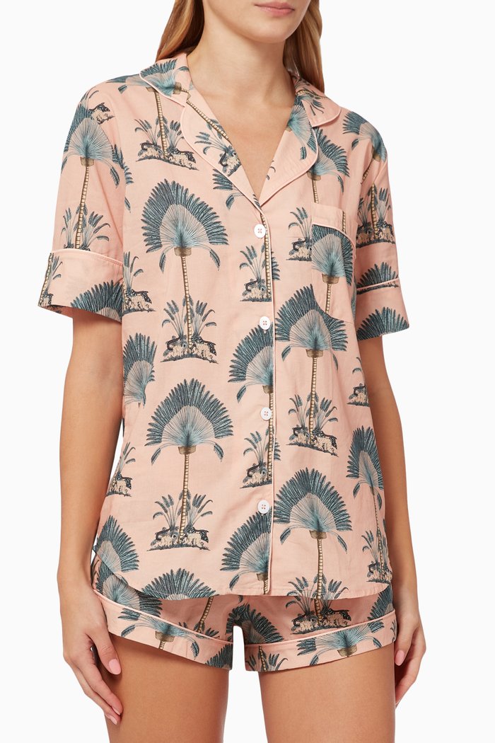 

Ravenala Short Pyjama Set in Linen, Pink
