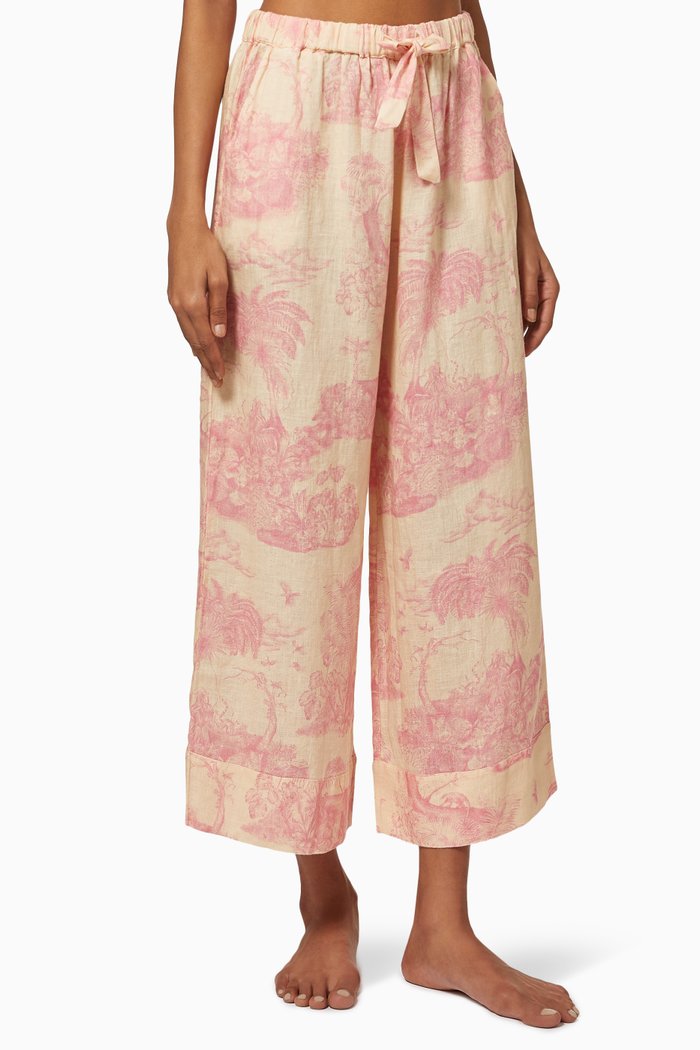 

Lowland Forest Wide Leg Pyjama Pants in Linen, Multicolour