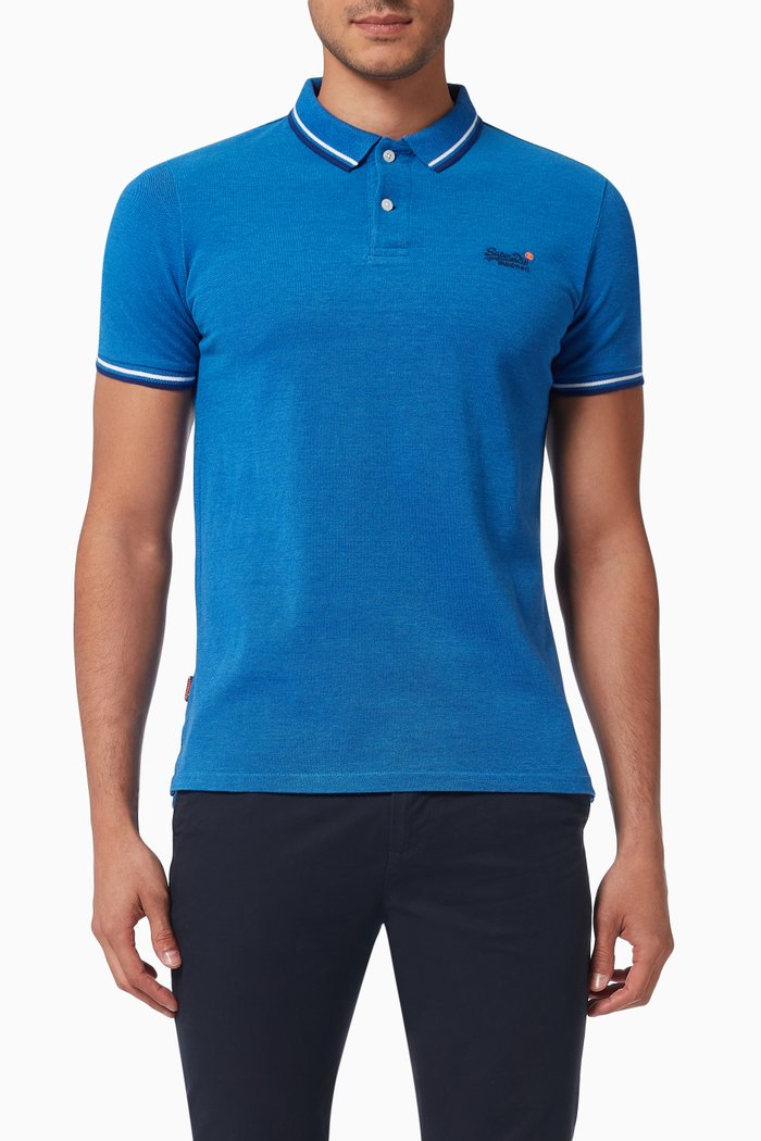 

Classic Poolside Polo Shirt in Cotton Piqué, Blue