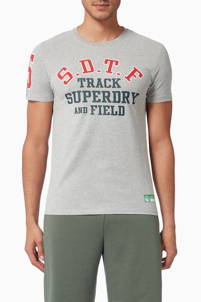 

Track & Field Graphic T-shirt in Cotton, Grey