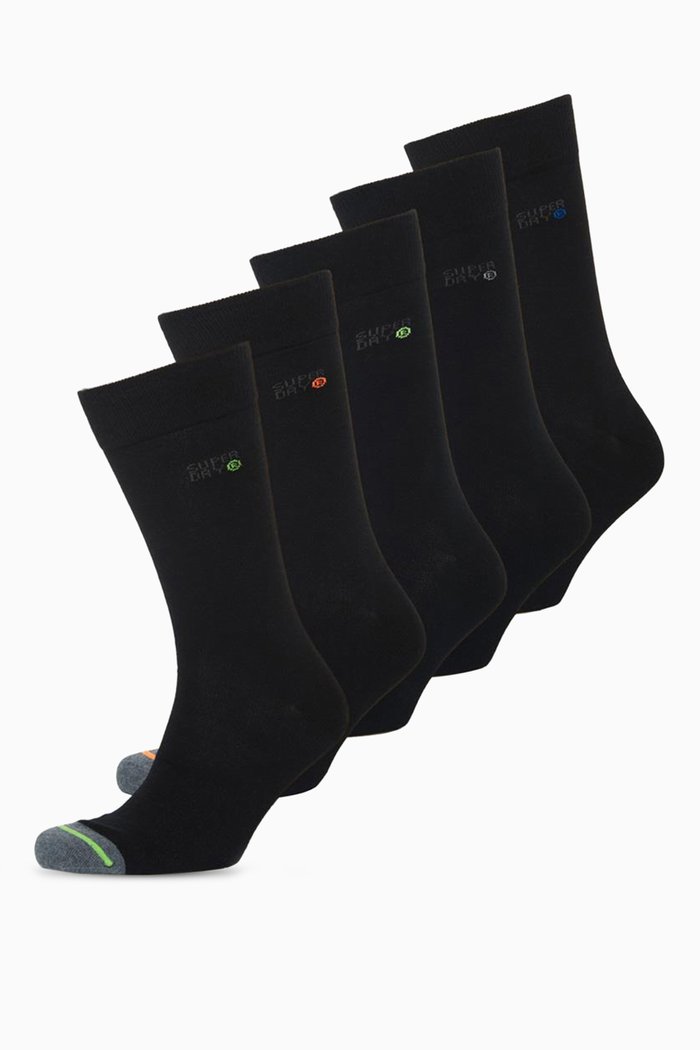 

Logo Socks, Set of 5 in Organic Cotton Nylon Blend, Black