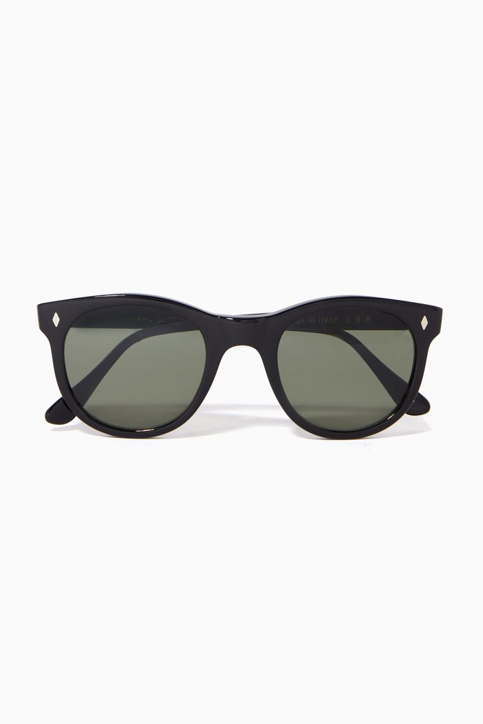 

Lamu Round Sunglasses in Acetate, Black