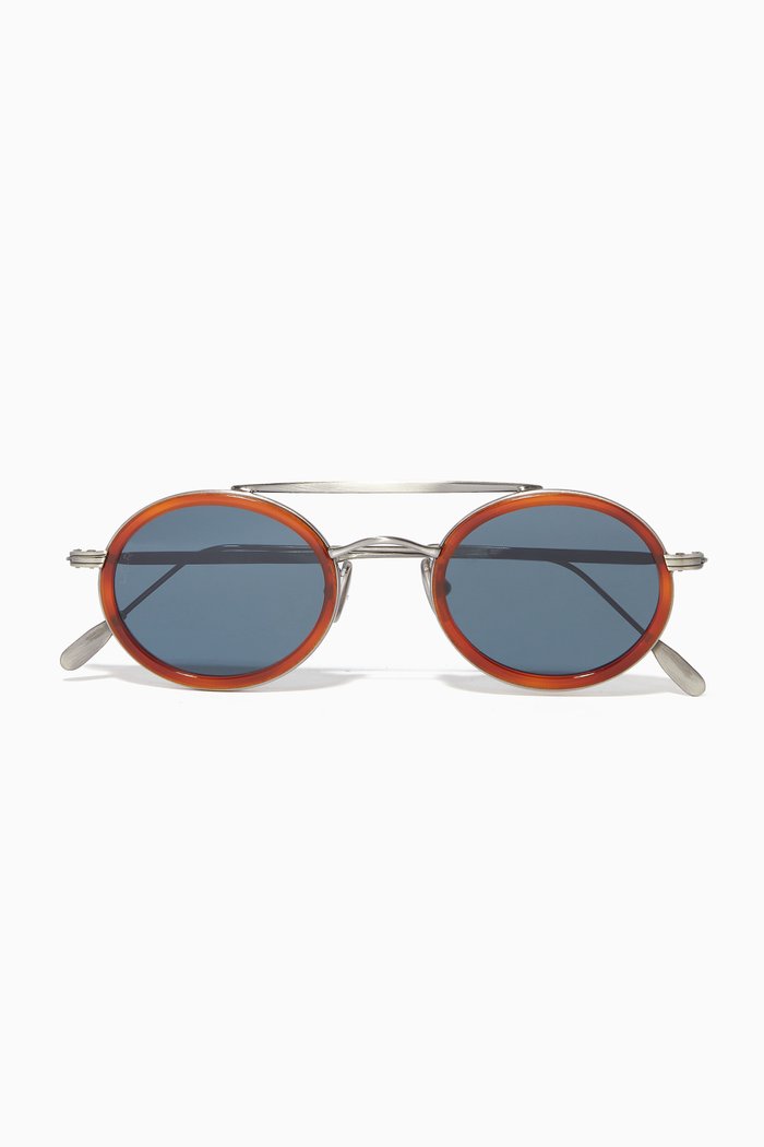 

Kruger Oval Sunglasses in Stainless Steel, Brown