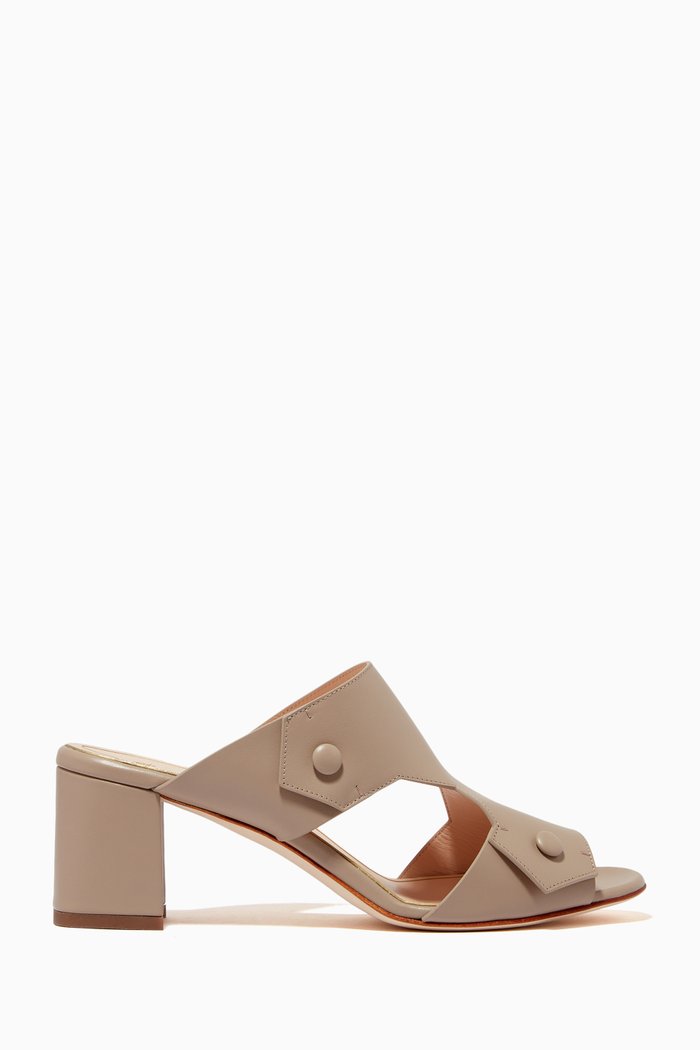 

Agnesa Mules in Soft Calfskin Leather, Neutral