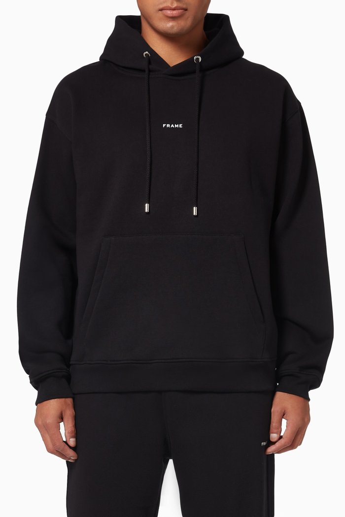 

Hoodie in Cotton Fleece, Black